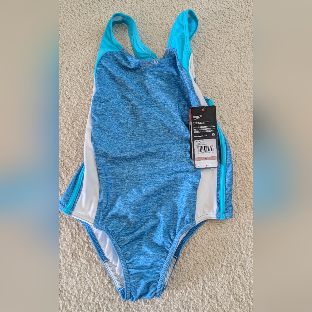 Speedo Blue and White Swimsuit Size 12